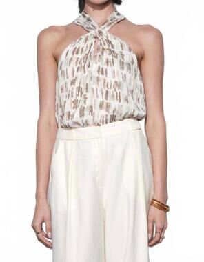 NEW GREYLIN women's cameron wide strap halter top in ivory